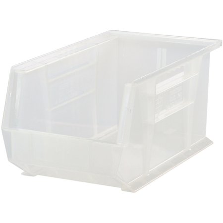 QUANTUM STORAGE SYSTEMS Ultra Stack and Hang Bin, 8-1/4 in x 14-3/4 in x 7 in, Clear QUS240CL